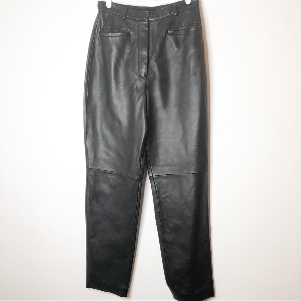 Vintage 90s dead stock leather high rise pants NWT